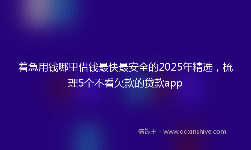 着急用钱哪里借钱最快最安全的2025年精选，梳理5个不看欠款的贷款app