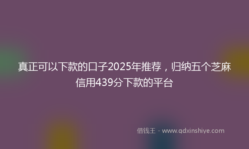 真正可以下款的口子2025年推荐，归纳五个芝麻信用439分下款的平台
