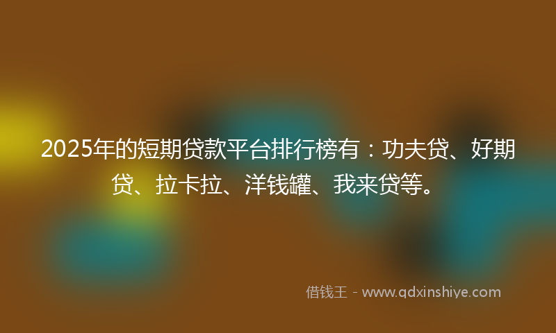 2025年的短期贷款平台排行榜有：功夫贷、好期贷、拉卡拉、洋钱罐、我来贷等。