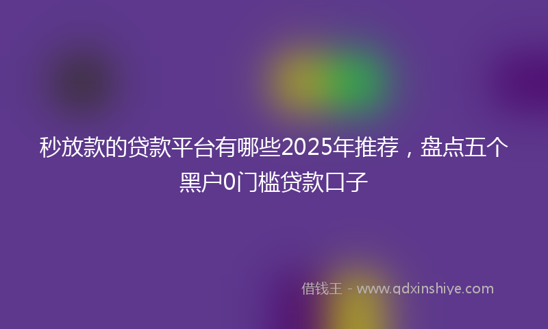 秒放款的贷款平台有哪些2025年推荐，盘点五个黑户0门槛贷款口子