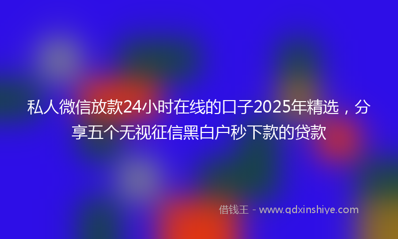 私人微信放款24小时在线的口子2025年精选，分享五个无视征信黑白户秒下款的贷款