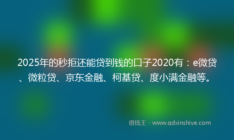 2025年的秒拒还能贷到钱的口子2020有：e微贷、微粒贷、京东金融、柯基贷、度小满金融等。