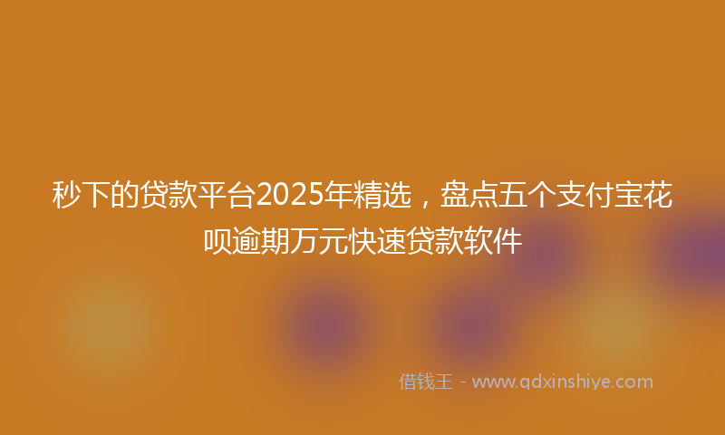 秒下的贷款平台2025年精选，盘点五个支付宝花呗逾期万元快速贷款软件