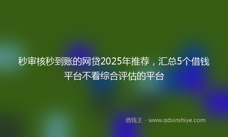 秒审核秒到账的网贷2025年推荐，汇总5个借钱平台不看综合评估的平台
