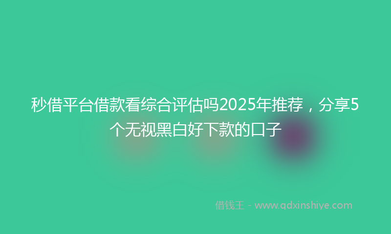秒借平台借款看综合评估吗2025年推荐，分享5个无视黑白好下款的口子