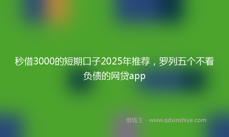 秒借3000的短期口子2025年推荐，罗列五个不看负债的网贷app