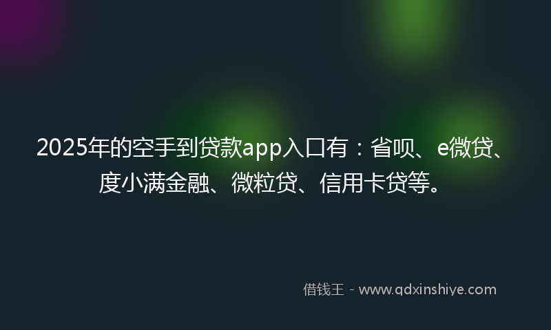 2025年的空手到贷款app入口有：省呗、e微贷、度小满金融、微粒贷、信用卡贷等。
