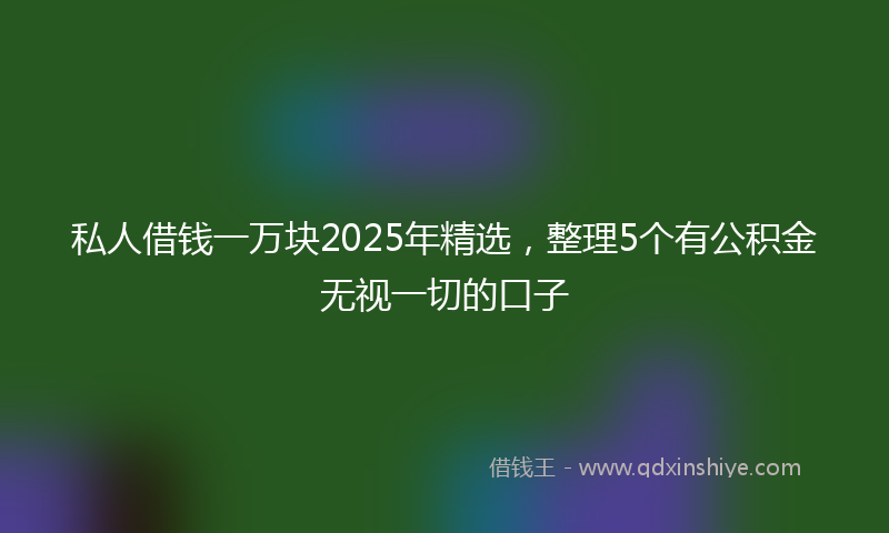 私人借钱一万块2025年精选，整理5个有公积金无视一切的口子