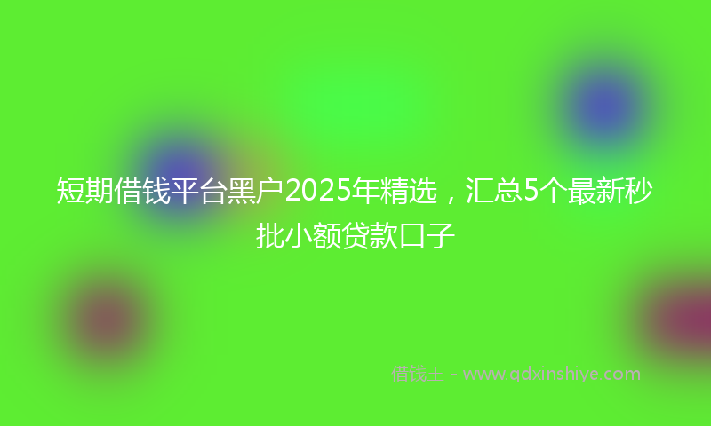 短期借钱平台黑户2025年精选，汇总5个最新秒批小额贷款口子