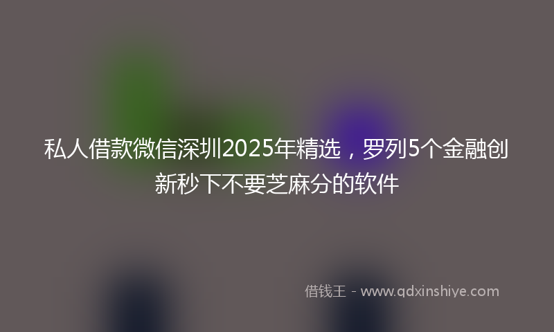 私人借款微信深圳2025年精选，罗列5个金融创新秒下不要芝麻分的软件