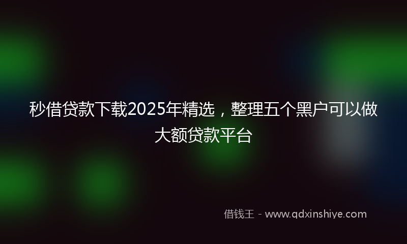 秒借贷款下载2025年精选，整理五个黑户可以做大额贷款平台