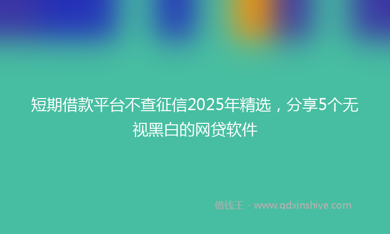 短期借款平台不查征信2025年精选，分享5个无视黑白的网贷软件