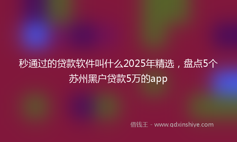 秒通过的贷款软件叫什么2025年精选，盘点5个苏州黑户贷款5万的app
