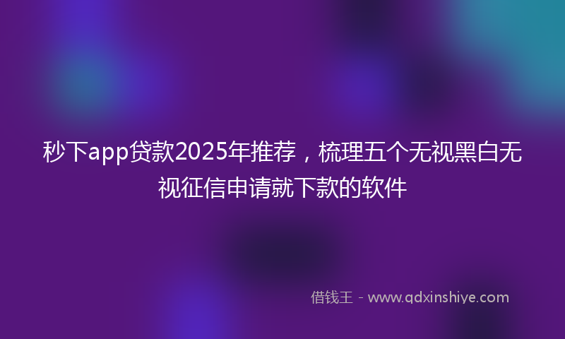 秒下app贷款2025年推荐，梳理五个无视黑白无视征信申请就下款的软件
