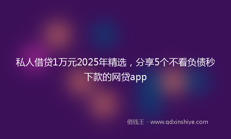 私人借贷1万元2025年精选，分享5个不看负债秒下款的网贷app