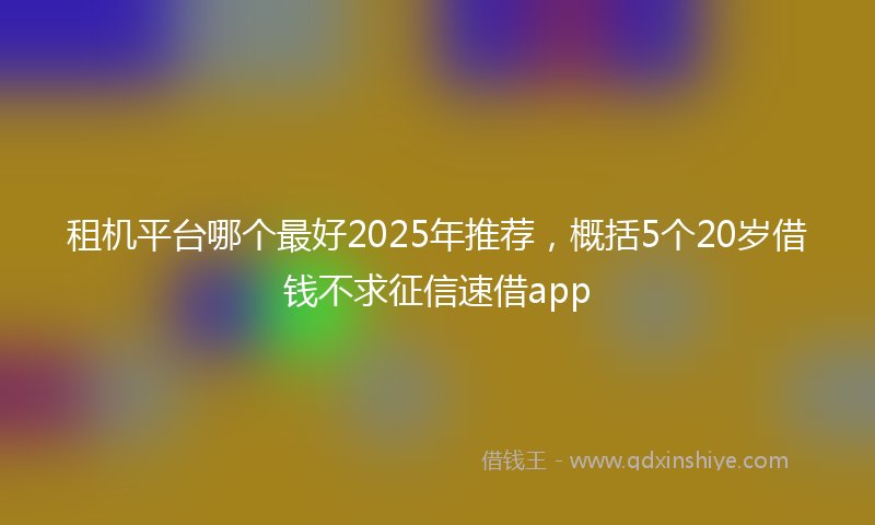 租机平台哪个最好2025年推荐，概括5个20岁借钱不求征信速借app
