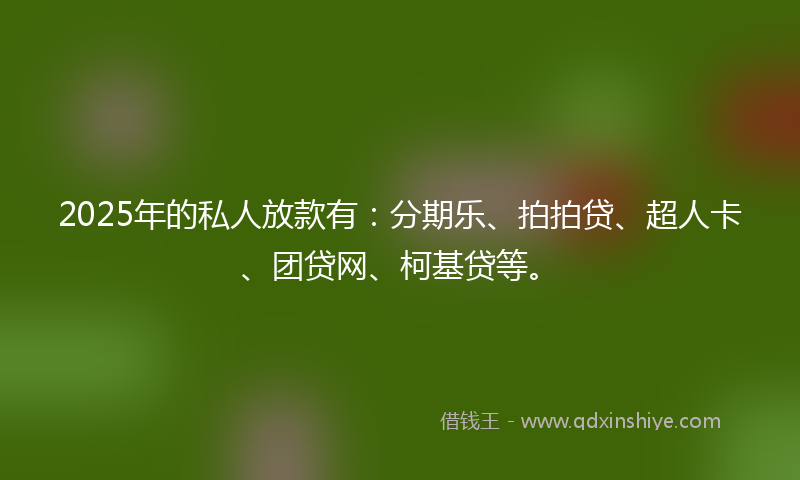 2025年的私人放款有：分期乐、拍拍贷、超人卡、团贷网、柯基贷等。