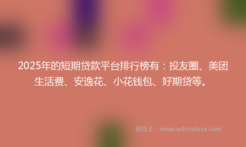 2025年的短期贷款平台排行榜有：投友圈、美团生活费、安逸花、小花钱包、好期贷等。
