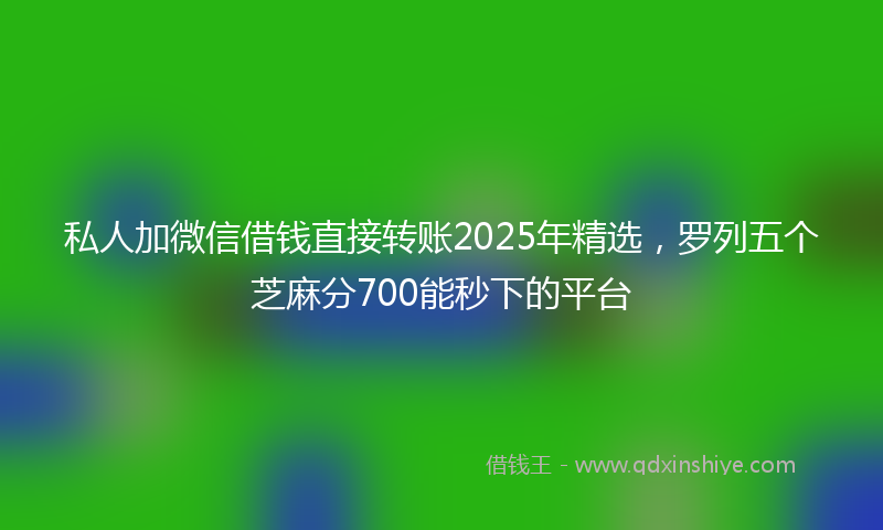 私人加微信借钱直接转账2025年精选，罗列五个芝麻分700能秒下的平台