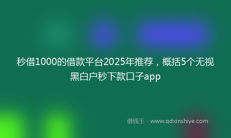 秒借1000的借款平台2025年推荐，概括5个无视黑白户秒下款口子app