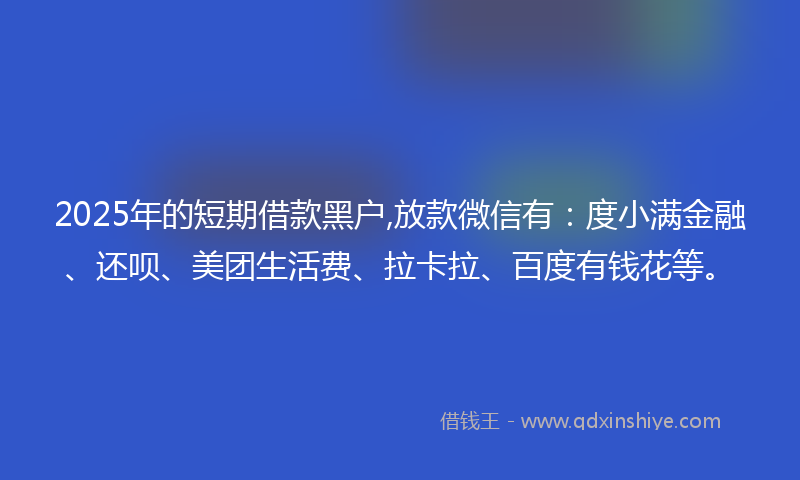 2025年的短期借款黑户,放款微信有：度小满金融、还呗、美团生活费、拉卡拉、百度有钱花等。
