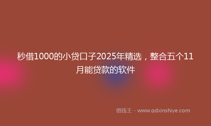 秒借1000的小贷口子2025年精选，整合五个11月能贷款的软件