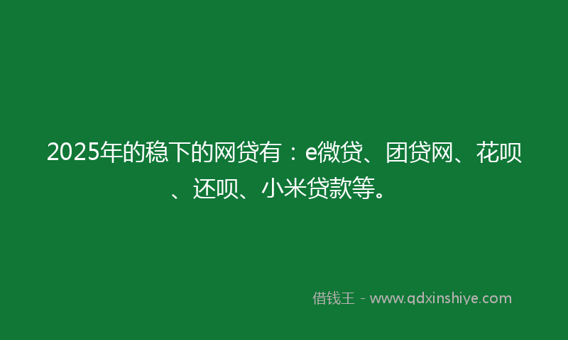 2025年的稳下的网贷有：e微贷、团贷网、花呗、还呗、小米贷款等。