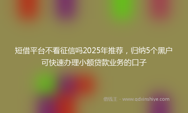 短借平台不看征信吗2025年推荐，归纳5个黑户可快速办理小额贷款业务的口子