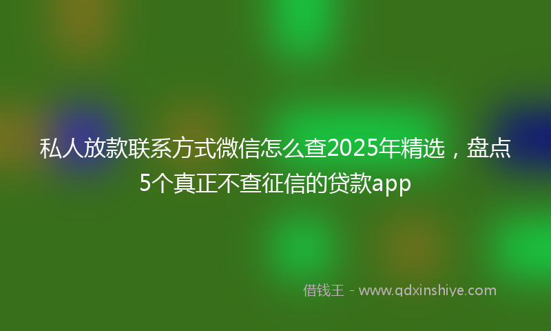 私人放款联系方式微信怎么查2025年精选，盘点5个真正不查征信的贷款app