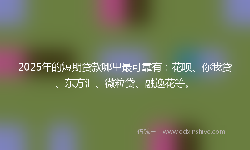 2025年的短期贷款哪里最可靠有：花呗、你我贷、东方汇、微粒贷、融逸花等。