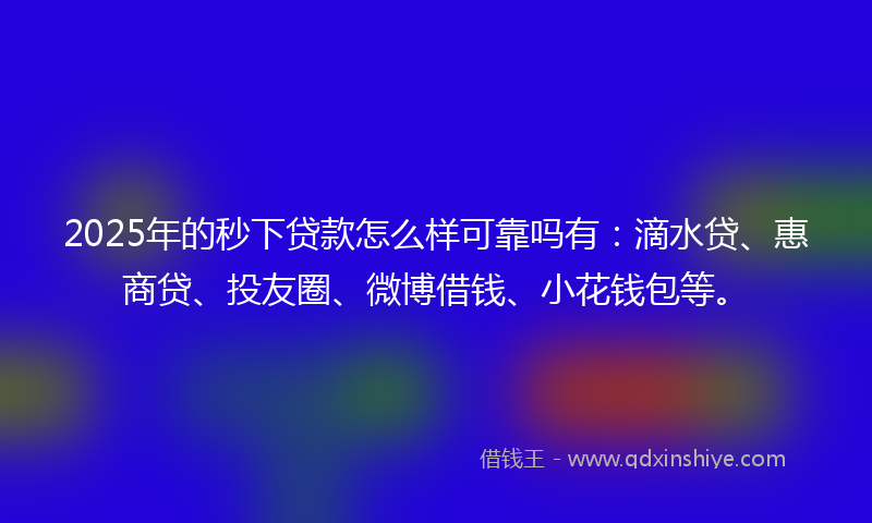 2025年的秒下贷款怎么样可靠吗有：滴水贷、惠商贷、投友圈、微博借钱、小花钱包等。