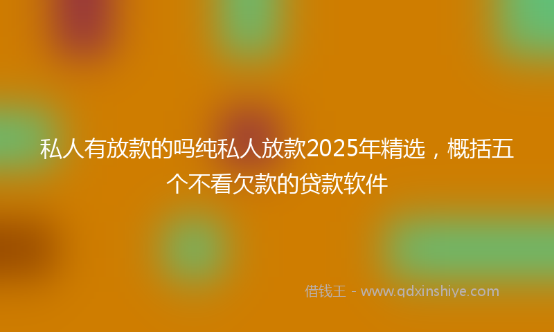 私人有放款的吗纯私人放款2025年精选，概括五个不看欠款的贷款软件