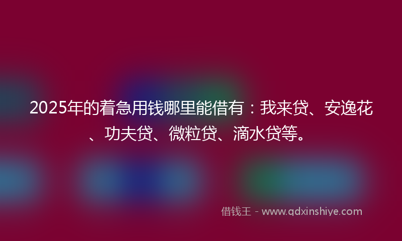 2025年的着急用钱哪里能借有：我来贷、安逸花、功夫贷、微粒贷、滴水贷等。