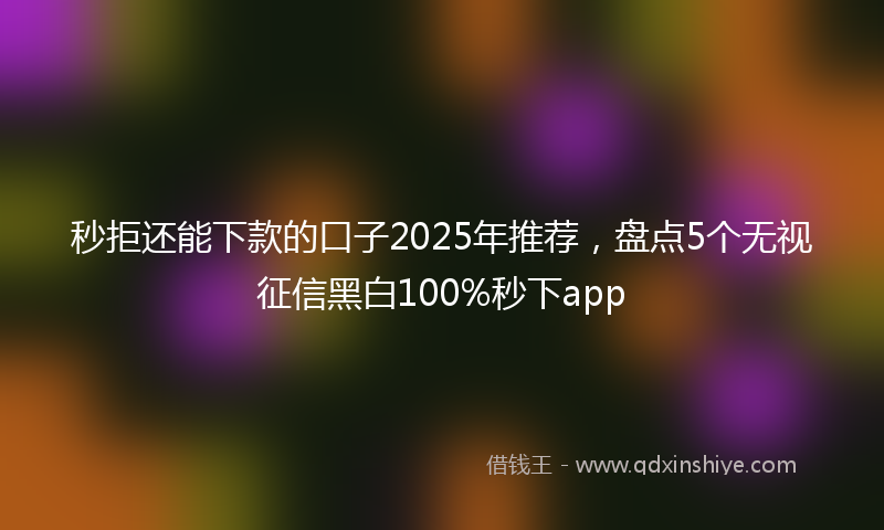 秒拒还能下款的口子2025年推荐，盘点5个无视征信黑白100%秒下app