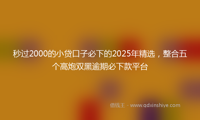 秒过2000的小贷口子必下的2025年精选，整合五个高炮双黑逾期必下款平台
