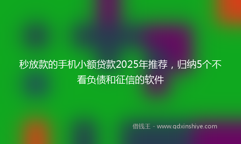 秒放款的手机小额贷款2025年推荐，归纳5个不看负债和征信的软件