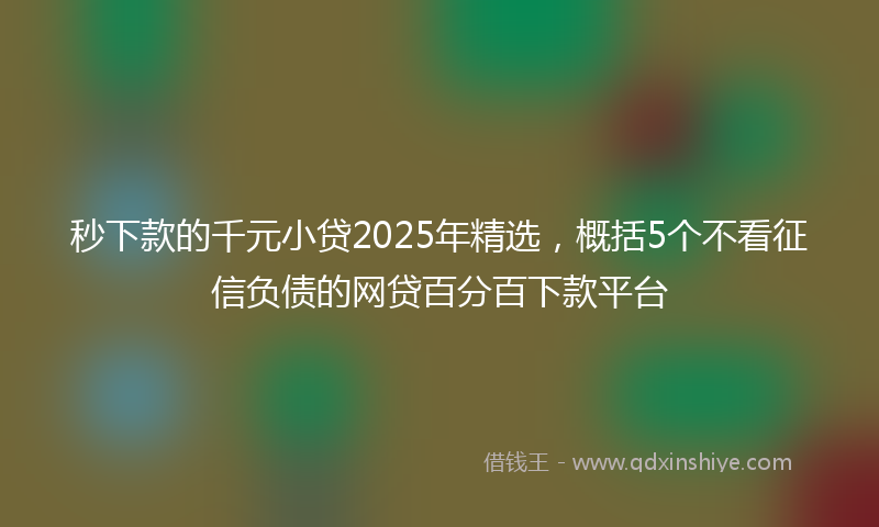 秒下款的千元小贷2025年精选，概括5个不看征信负债的网贷百分百下款平台
