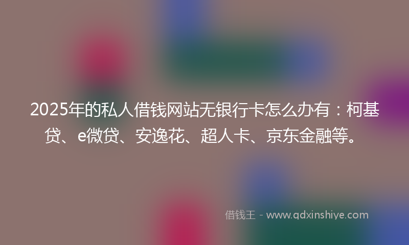 2025年的私人借钱网站无银行卡怎么办有：柯基贷、e微贷、安逸花、超人卡、京东金融等。