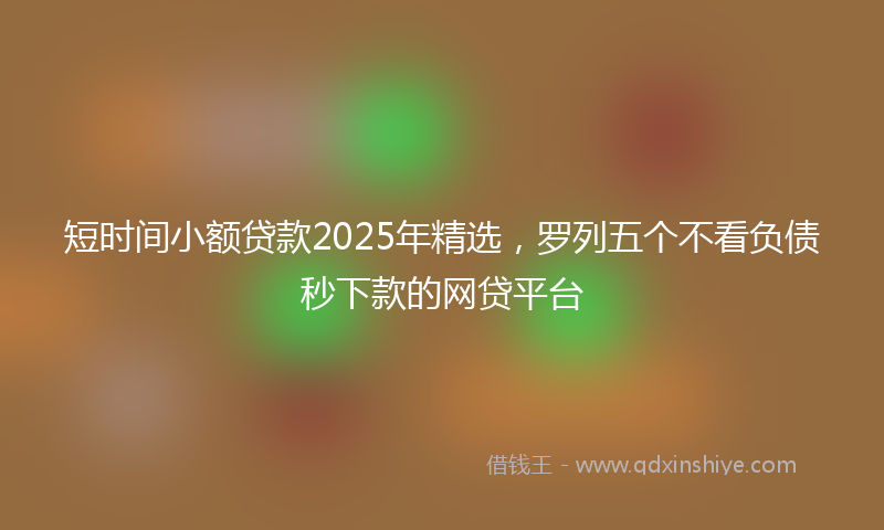 短时间小额贷款2025年精选，罗列五个不看负债秒下款的网贷平台