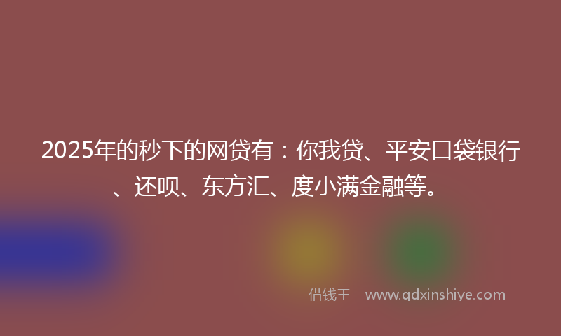 2025年的秒下的网贷有：你我贷、平安口袋银行、还呗、东方汇、度小满金融等。