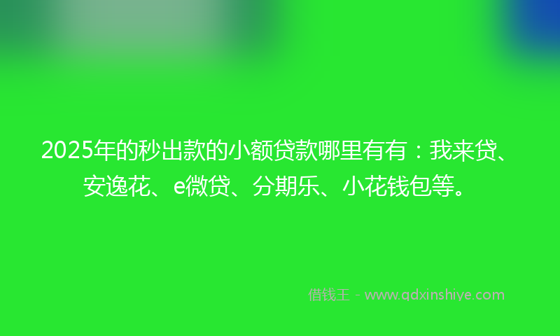 2025年的秒出款的小额贷款哪里有有：我来贷、安逸花、e微贷、分期乐、小花钱包等。