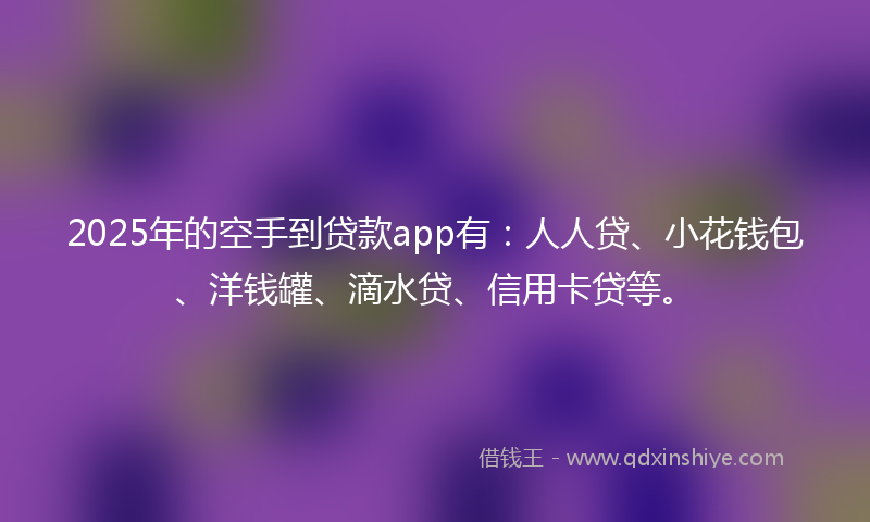 2025年的空手到贷款app有：人人贷、小花钱包、洋钱罐、滴水贷、信用卡贷等。