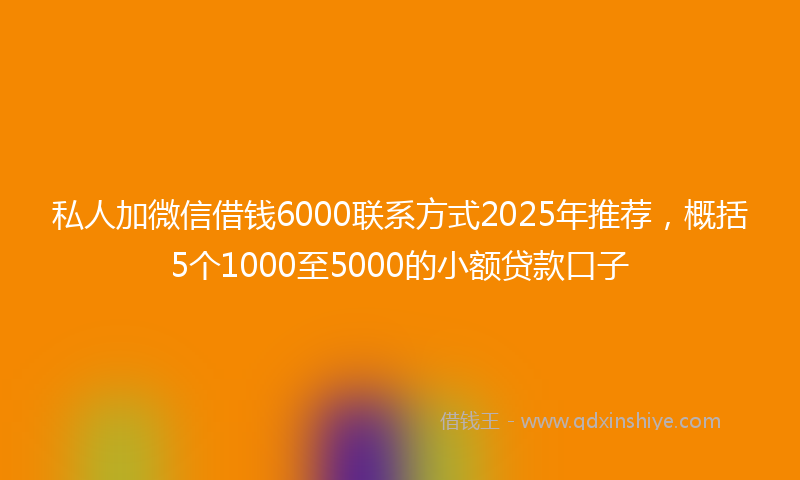 私人加微信借钱6000联系方式2025年推荐，概括5个1000至5000的小额贷款口子