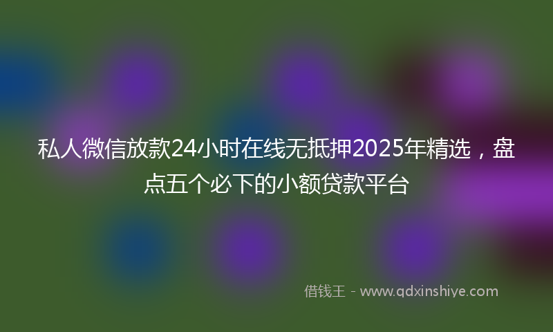 私人微信放款24小时在线无抵押2025年精选，盘点五个必下的小额贷款平台