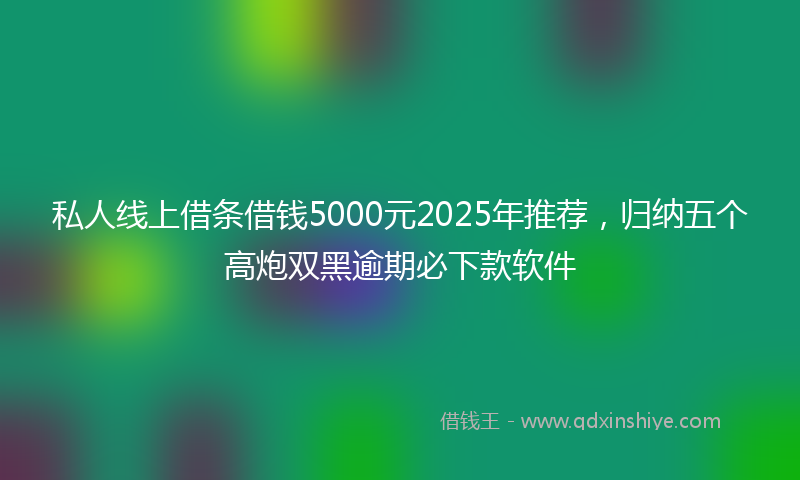 私人线上借条借钱5000元2025年推荐，归纳五个高炮双黑逾期必下款软件