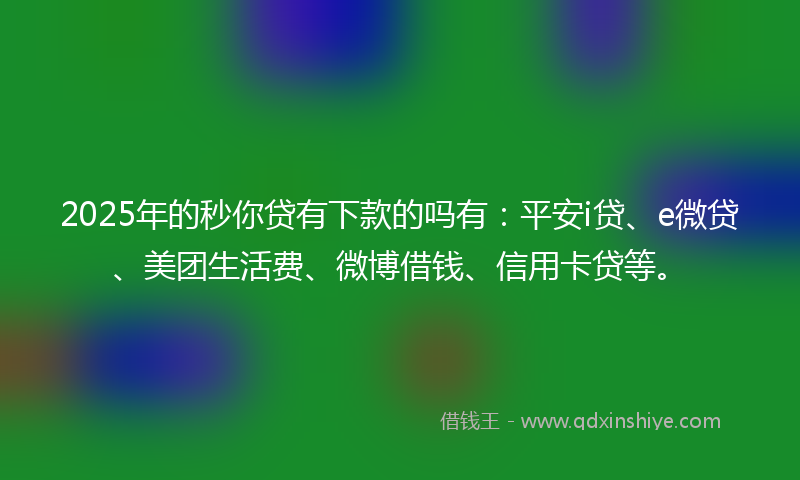 2025年的秒你贷有下款的吗有：平安i贷、e微贷、美团生活费、微博借钱、信用卡贷等。