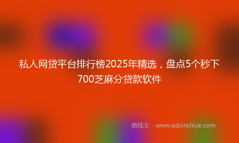 私人网贷平台排行榜2025年精选，盘点5个秒下700芝麻分贷款软件