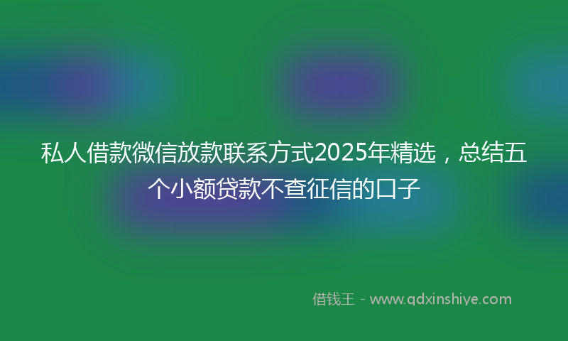 私人借款微信放款联系方式2025年精选，总结五个小额贷款不查征信的口子