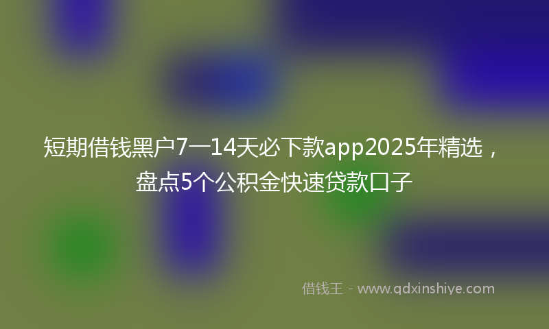 短期借钱黑户7一14天必下款app2025年精选，盘点5个公积金快速贷款口子