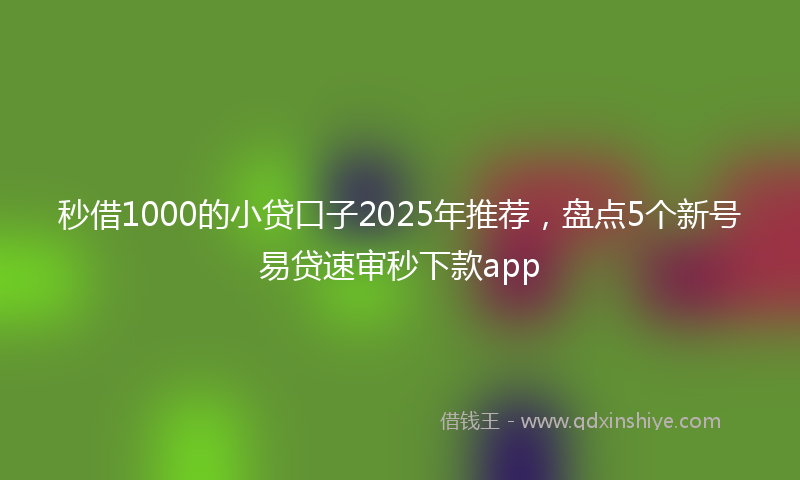 秒借1000的小贷口子2025年推荐，盘点5个新号易贷速审秒下款app